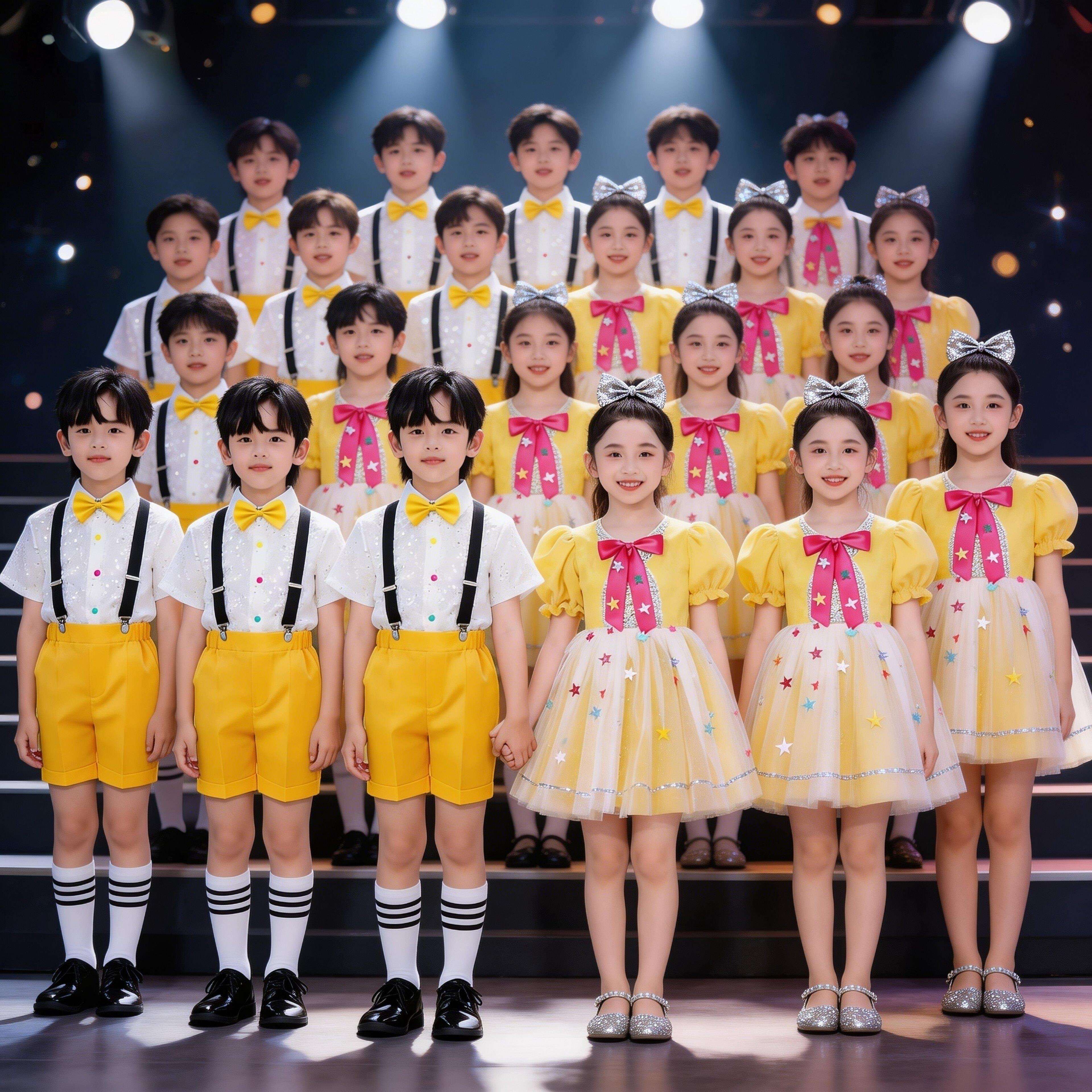 六一稻田里的中国梦服装稻穗儿童表演出道具黄色公主蓬蓬裙朗诵读