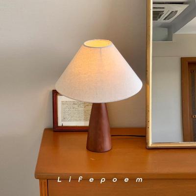 Lifepoem实木复古台灯新中式侘寂风卧室床头Vintage禅意氛围灯