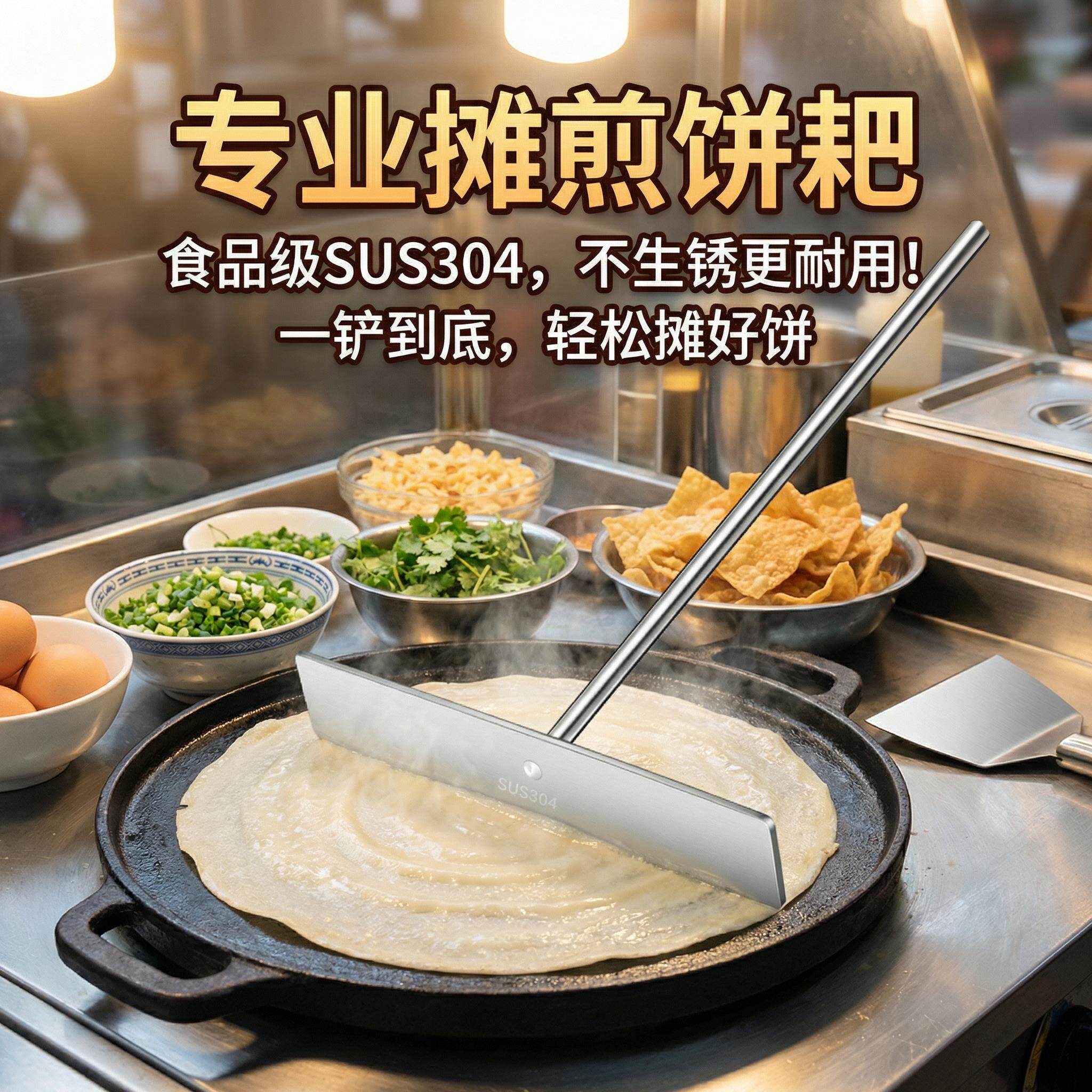 304不锈钢竹蜻蜓煎饼果子工具套装摆摊神器家用做鸡蛋饼煎铲刮板