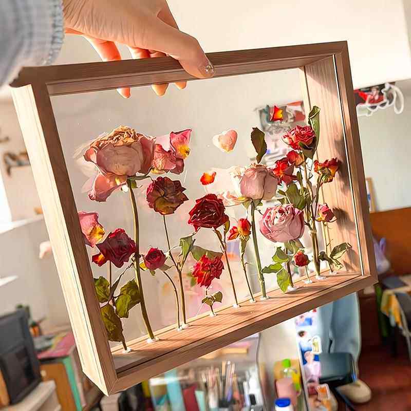 干 干燥花相框手工diy520情人节花束保存标本永生花中空画 画框创