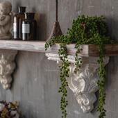 欧式 复古实工置物手架浮雕客厅挂墙一字陈列架木创意墙饰玄关VAL