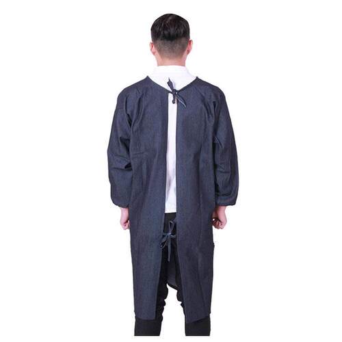 高档牛仔罩衣大褂反穿衣围搬裙防服长袖系护带物流耐运磨工作劳保