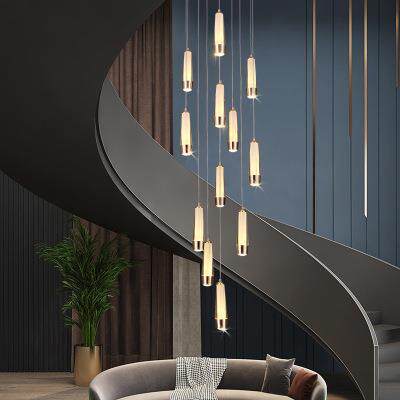 现代奢创吊意亚克力艺术楼梯长轻吊灯loft客厅楼梯灯长灯MC285线