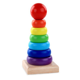 彩虹塔叠叠乐套圈塔套婴幼儿童颜色认知积木早教益智宝宝木制玩具
