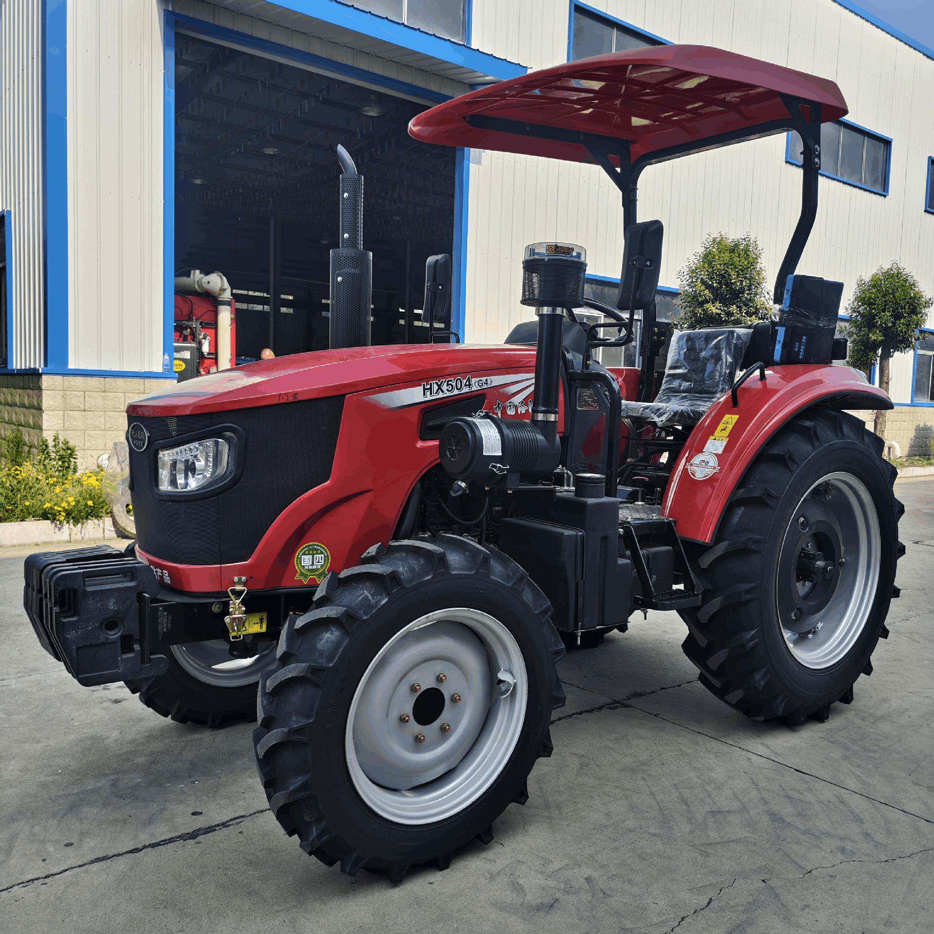 504带遮阳棚开沟水旱两用农机具四驱松土一体​大棚王旋耕拖拉机