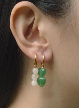 Bohemian Handmade Natural Stone Beads Hoop Earrings for Wome