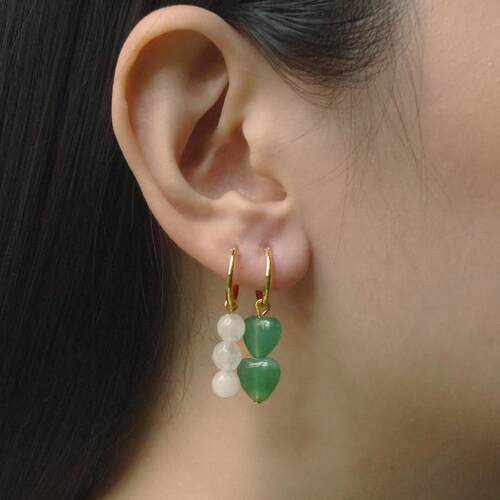 Bohemian Handmade Natural Stone Beads Hoop Earrings for Wome