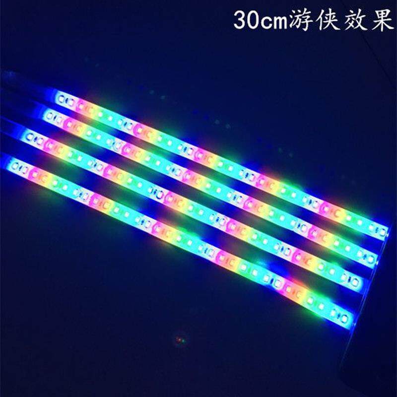 摩托车led七彩霹雳游侠12v灯条扫描呼吸灯彩灯带跑马爆闪灯