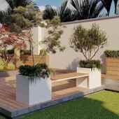 户外花箱组合锈钢坐凳商铁花池室外座椅花不坛艺槽隔断花场架747