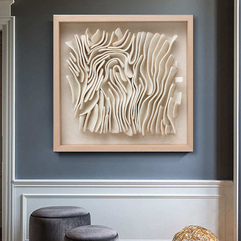 木块沙发手工实物立体画木雕玄关客厅简约走廊现代装饰画背景装置