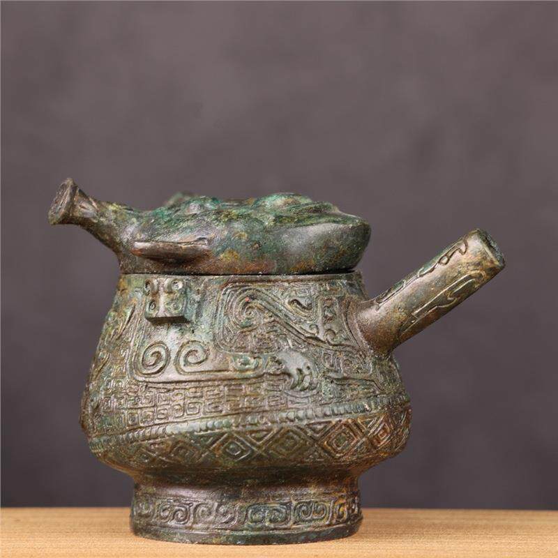 铜祥德古青铜器商代人面盉殷墟出土青铜器酒器博物馆展览艺术品