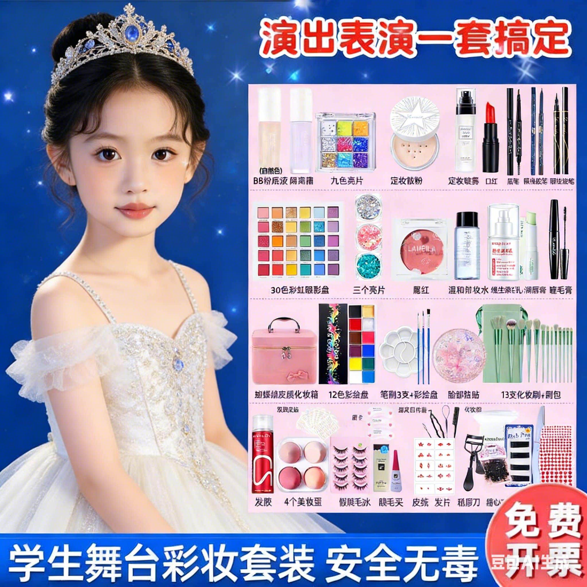 正品儿童化妆品彩妆套装正品全套无毒小女孩口红专用舞台妆眼影