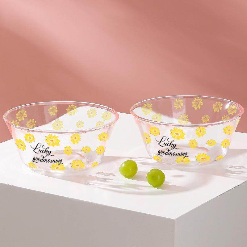 【两只装】雏菊系列5果0m8玻璃大碗家用F9679M9M米饭碗汤l碗水沙