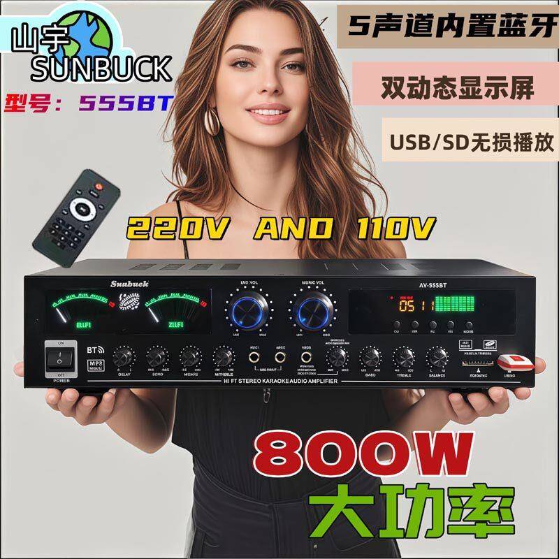 功放机220V大功率1000W蓝牙AV功放机家用K歌台湾跨境海淘出口110V