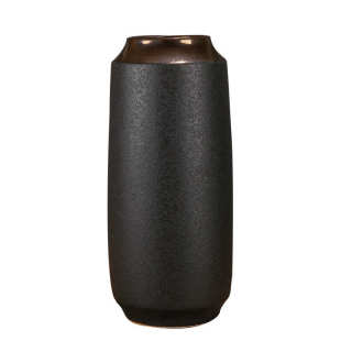 复古黑金陶瓷花瓶摆件客厅中式插花腊梅干花粗陶花器装饰