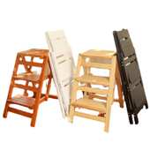 ∮实木梯凳家用折叠梯子省空间多功能加厚梯椅两用室内登高三步