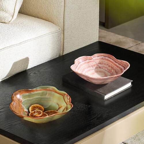 现代简约轻奢大理石果盘中古样板间客厅茶几家用餐桌果盘收纳摆件