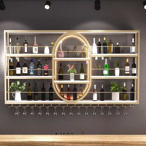客厅酒吧餐厅装饰挂墙红酒展示架吧台酒架铁艺壁挂式酒柜置物架子