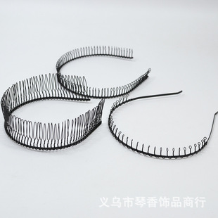 前额刘海碎发插梳黑色钢丝发梳U形夹子带齿发箍发卡发式簪