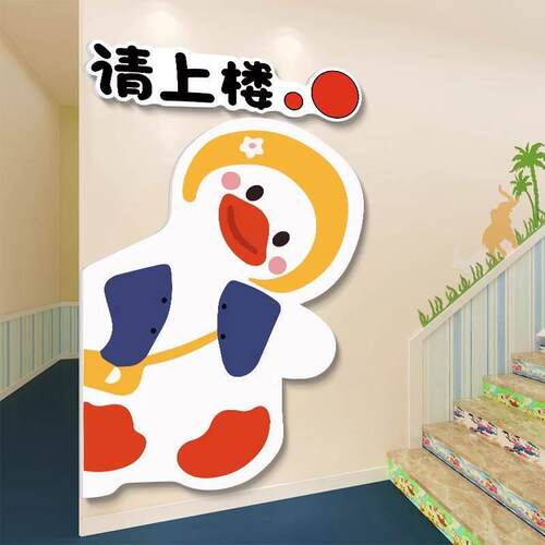 幼儿园托管班机构楼梯道走廊文化墙贴装饰画环创主题墙面成品布置
