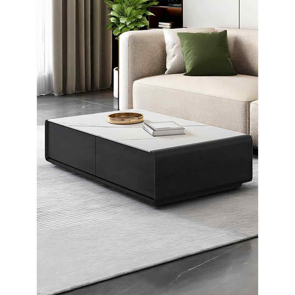 桦崟2025新意大利风格无障碍豪华高端石板咖啡桌客厅家庭现代简单小公寓Normcore茶桌摆件饰品床笠拉车