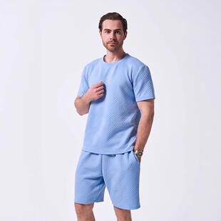 short sleeved Men shorts knitted shirt set