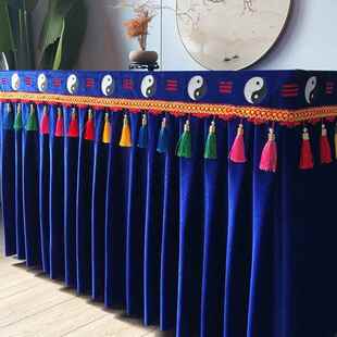 新款道场极八卦绣花刺金绣丝绒供桌八仙桌长条桌布桌太裙桌围桌桌