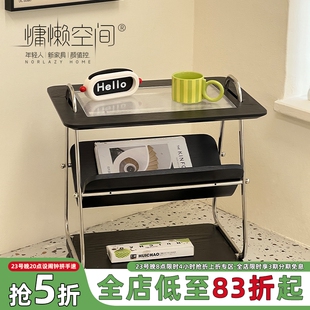 慵懒空间复古设计师移动茶几家用客厅小推车角几北欧实木收纳边几