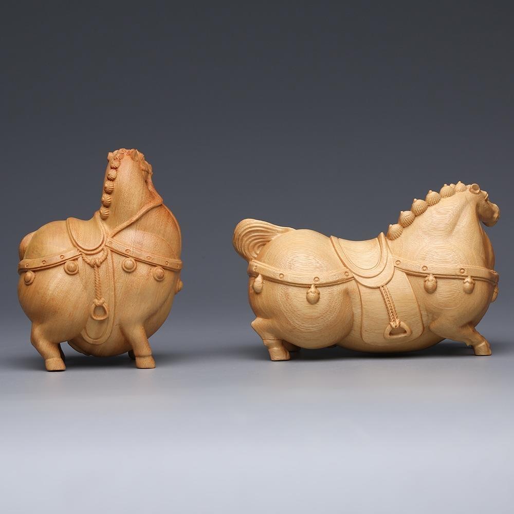 墨西哥黄杨木雕唐马工艺品摆件客厅马到成功酒柜玄关装饰开业礼品