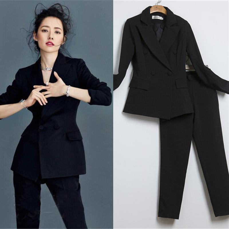 新品明星同款白色简约西装春气质显瘦西服两件套韩版时尚OL职业套