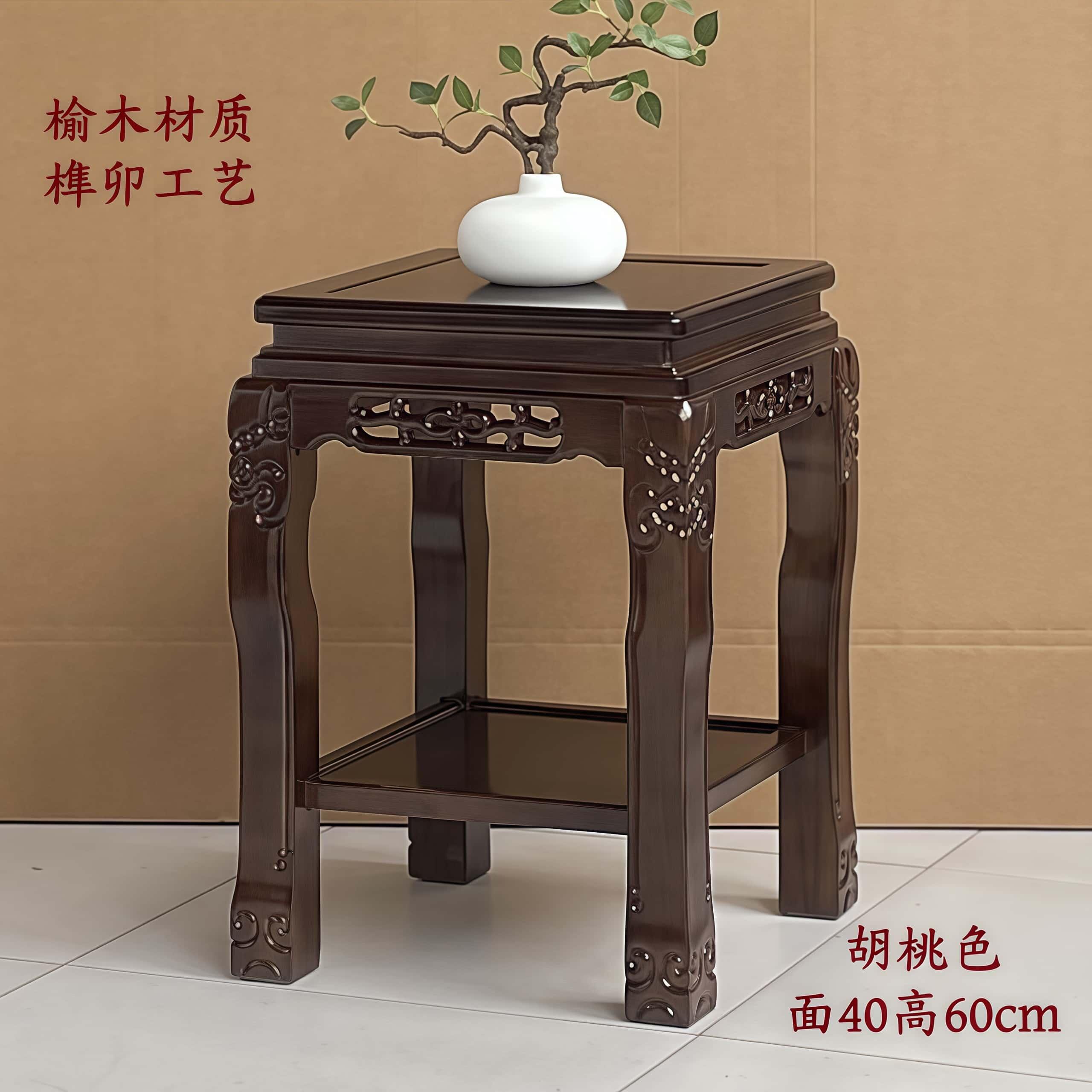木质花架实木底座中式客厅置物架可承重鱼缸花瓶摆件落地式盆景架