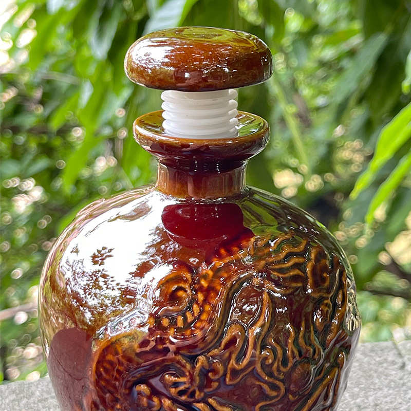 家用陶瓷酒瓶带密封盖空酒瓶六个装带包装箱防震防摔婚庆宴席酒瓶