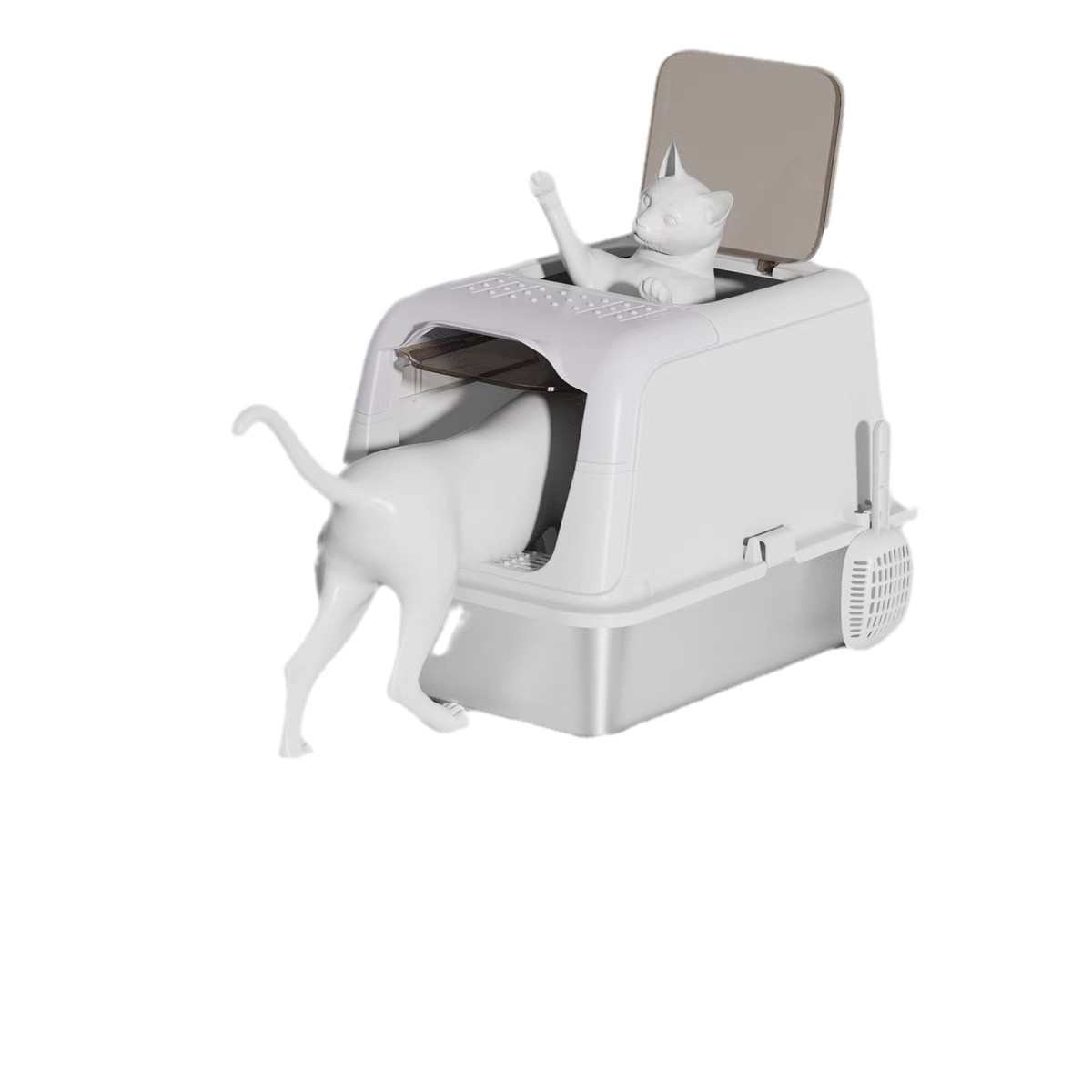 不锈钢猫砂盆全封闭超大号顶入式猫砂盆布偶缅因猫厕所防臭放外溅