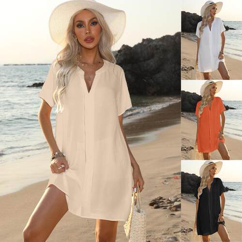 Women's collar, shirt, dress, beach skirt