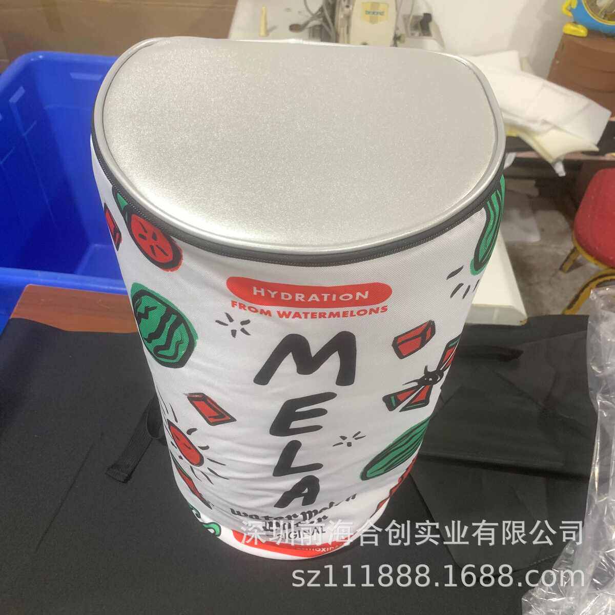 定l制生产圆形冰袋冰包保温包圆柱形双肩背带圆形保温户外野餐包