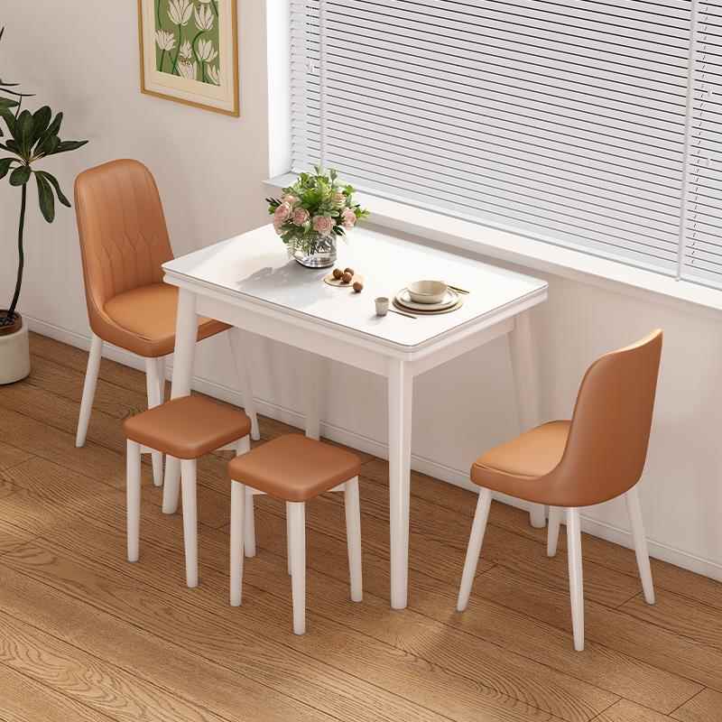 正品餐桌家用椅小折户型油可叠伸缩现代简约实木桌子奶风餐桌组合
