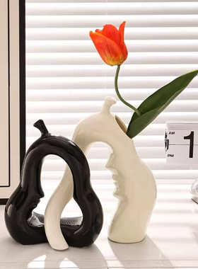 奶油软装高级感摆件电视柜办公陶瓷花瓶艺术拍照摄影道具酒柜装饰