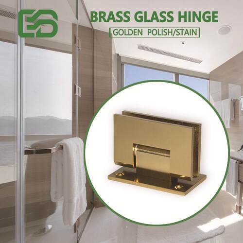 90度金色淋浴房镜光砂光紧密闭门铜制玻璃夹浴室夹