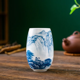手工青花重工主人杯国家一级美术师刘培竹手绘品茗杯茶杯家用送礼