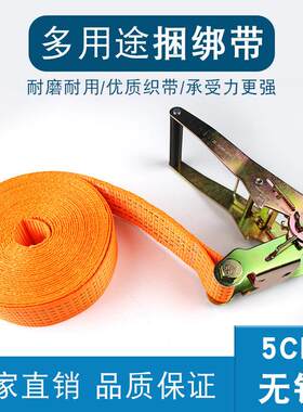 5T5cm无钩国标货物安全带棘轮拉紧器环形捆绑带集装箱封箱带塑柄