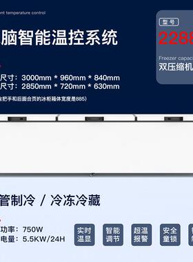 珠峰2288大容量冷冻柜三门单温智能冰柜双压缩机冷藏柜节能