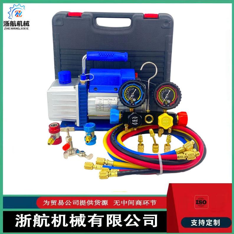 110V 1/3 HP 4CFM单级旋片式真空泵配R134a AC歧管仪表套件