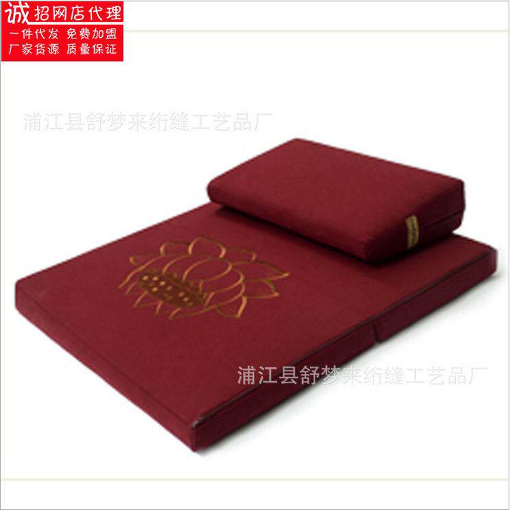 九品莲花禅修垫全棉帆布打坐垫方形蒲团天然椰丝拜佛垫折叠
