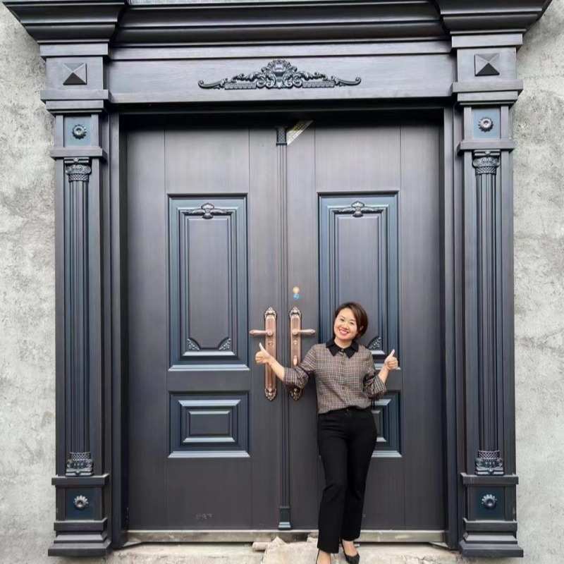 锌合金真单门进户子母双开乡村门大门家用庭院大门工厂农村别墅铜