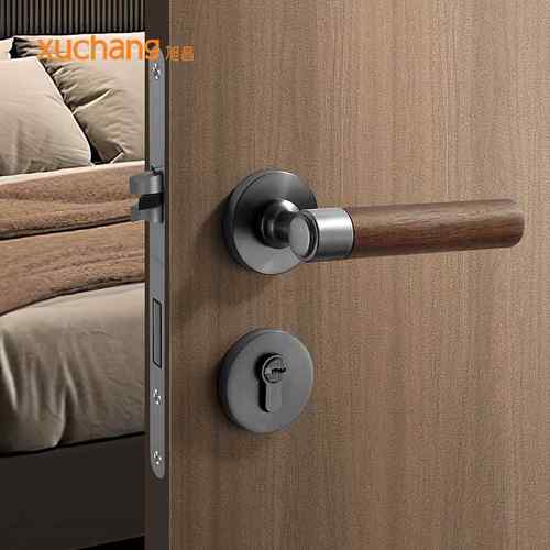 卧室室内静音门锁分体式锁胡桃木实木门家用门把手锌合金家用锁具