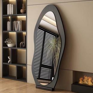 胡桃木穿衣镜异可形挂墙TIN黑镜子全身镜壁挂服装 店穿衣镜试衣镜