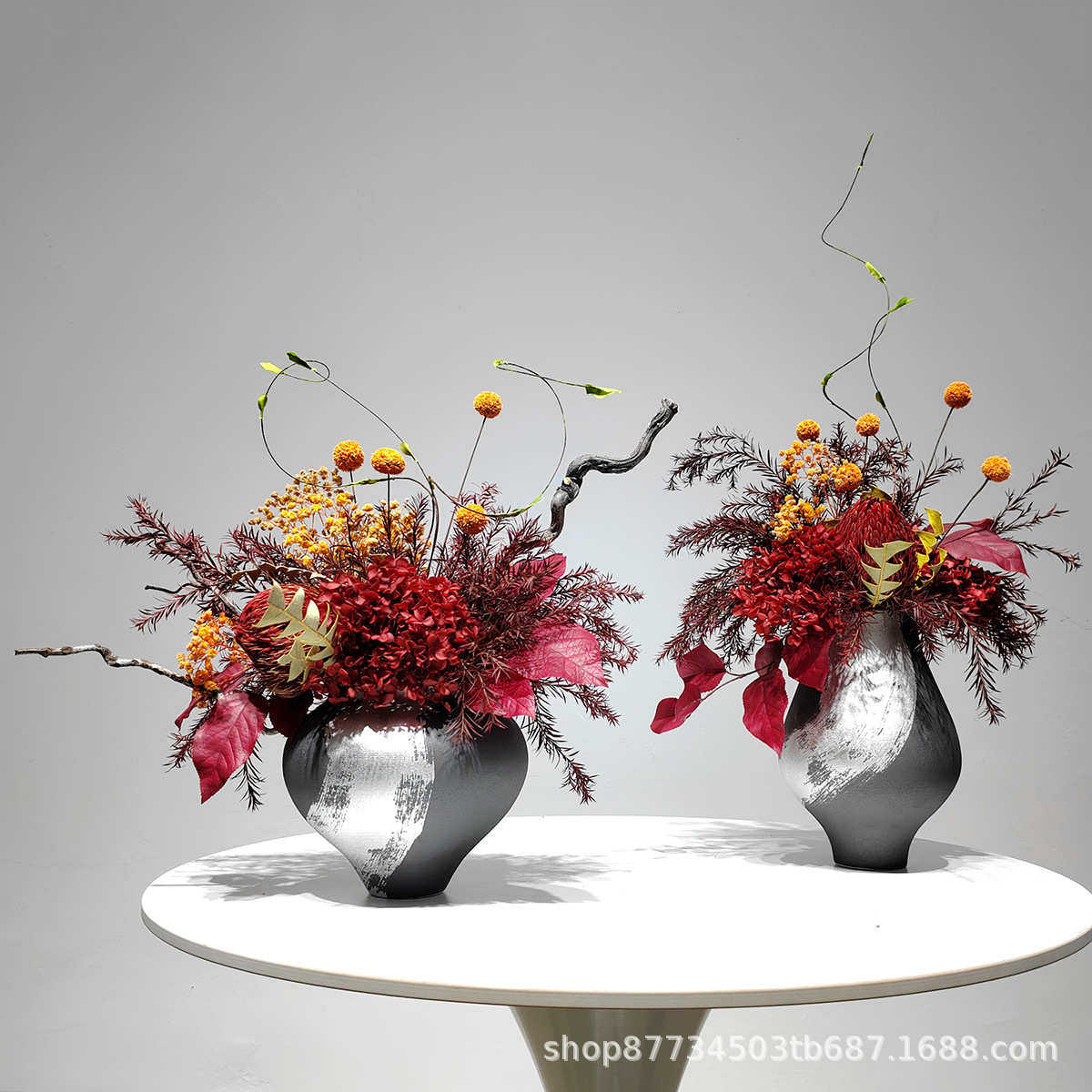 新中式红色花艺酒店高档装饰花样板间博古架桌面仿真植物盆景摆设,鲜花速递/花卉仿真/绿植园艺,仿真绿植,淘宝优惠券,粉丝福利购,淘宝优惠卷