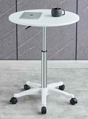 升降电脑桌用带轮可移动床边桌子995休台闲接待桌简家阳小圆约桌