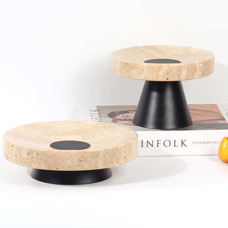 现代极简黄洞石圆形果盘创意家用客厅电视柜茶几桌面收纳展示托盘,家居饰品,果盘/果篓,淘宝优惠券,粉丝福利购,淘宝优惠卷