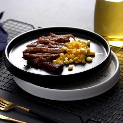 Marble Ceramic Plate Black Striped Round Steak Dinner Plates